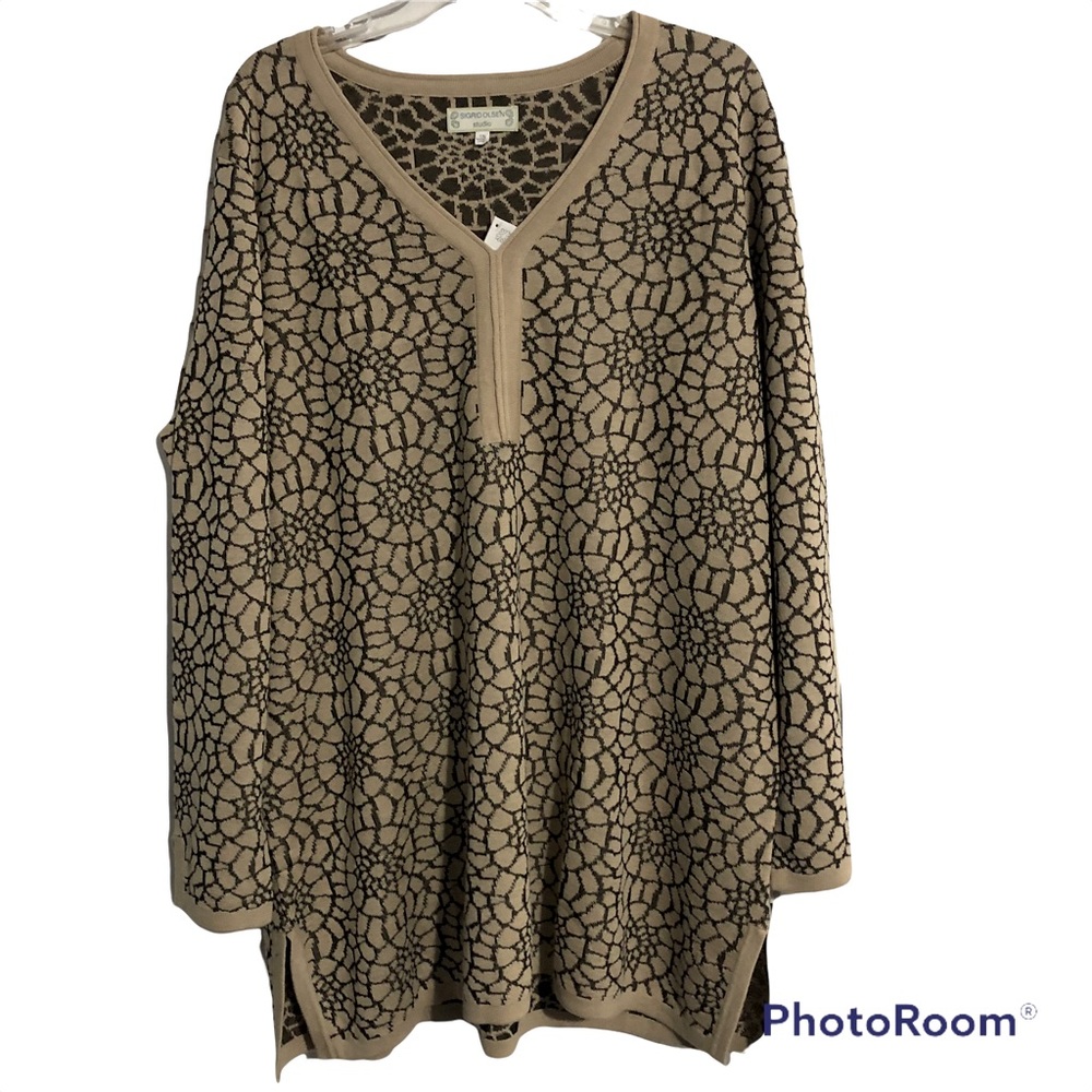 Sigrid Olsen Woman's Long Sleeve Pullover Sweater Brown Size 1x